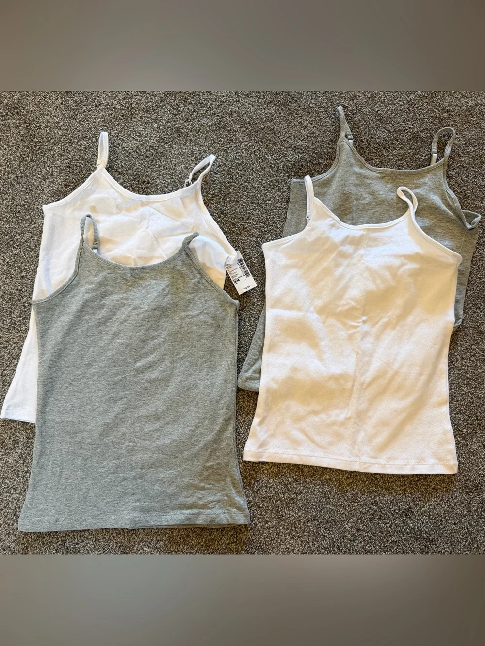 Everyday Girl’s Cotton Camisole Tank - White & Heather Gray